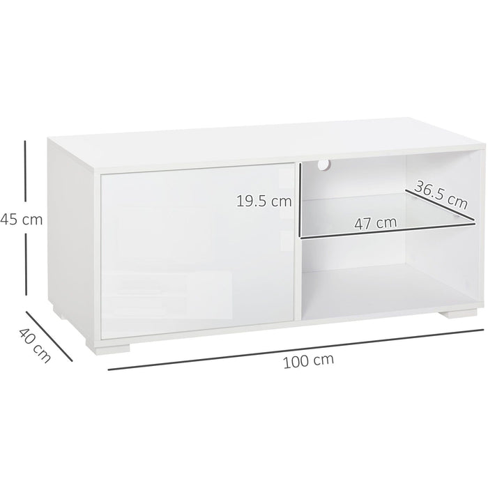White Modern TV Stand, High Gloss Door Cabinet