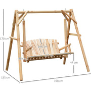 2 Seater Wooden Garden Swing Chair Outsunny