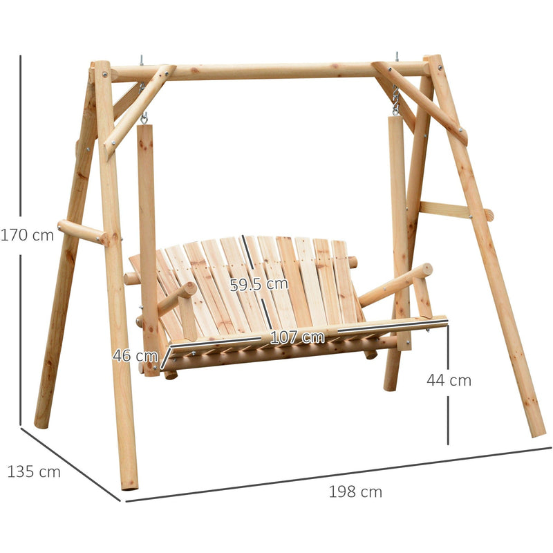 2 Seater Wooden Garden Swing Chair Outsunny