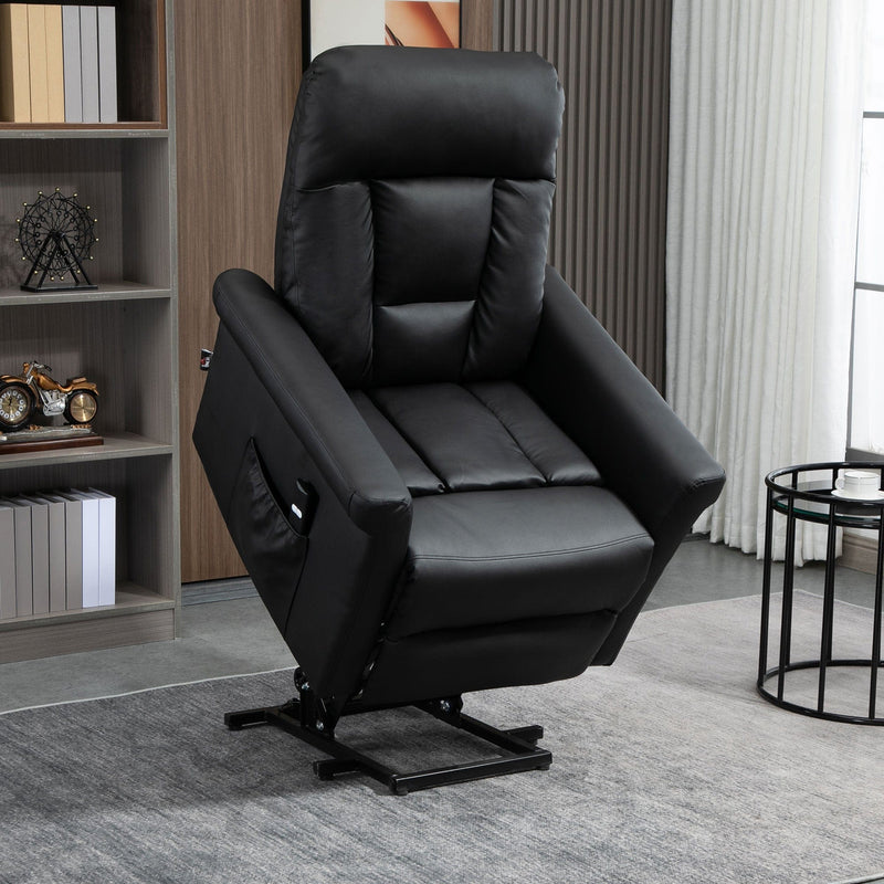 Power Lift Chair for Elderly, Black PU Leather
