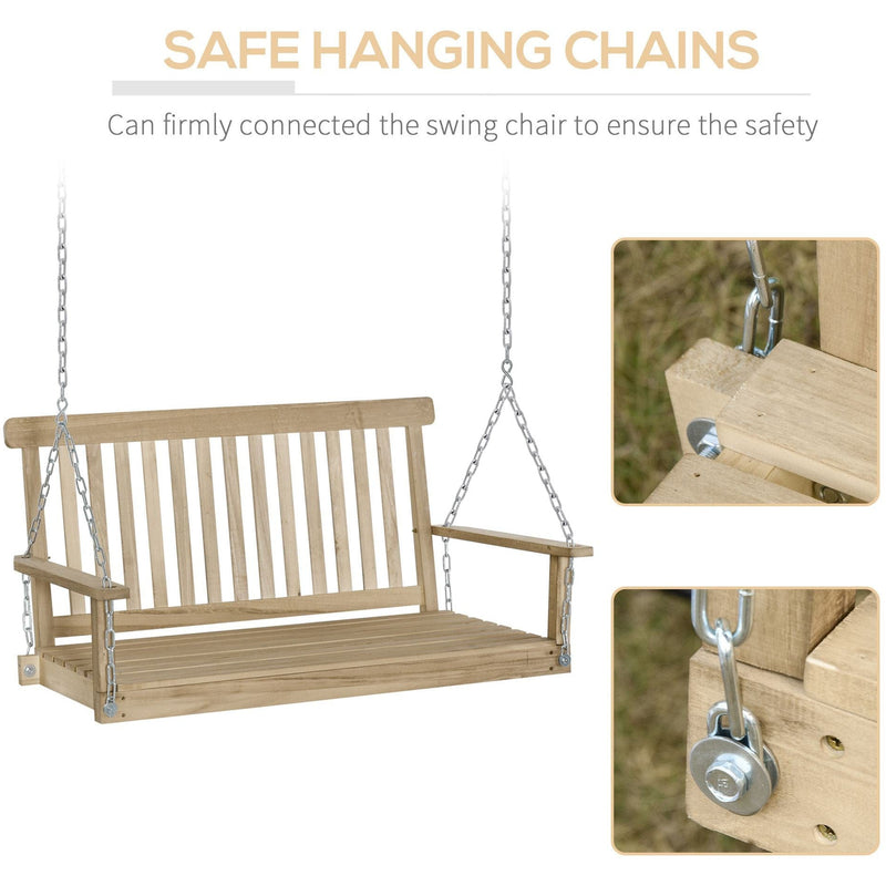2 Seater Wooden Porch Swing Bench (Swing Bench Only)