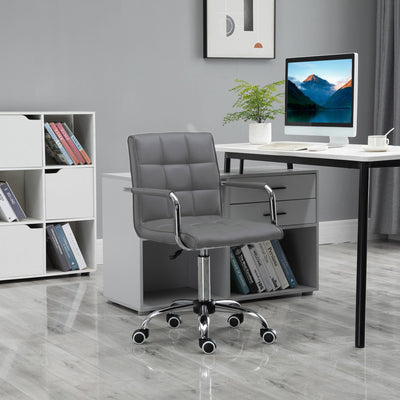 PU Leather Swivel Desk Chair Grey Vinsetto