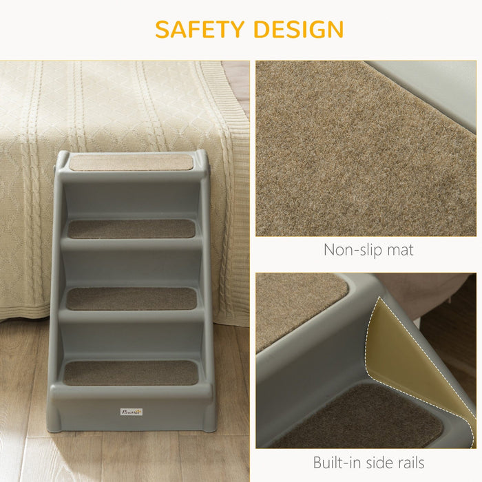 Grey 4-Step Pet Stairs (62x38x49.5cm)