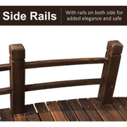 Wooden Garden Bridge, Stained Finish, Outdoor Pond Walkway Outsunny