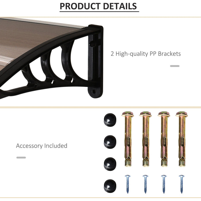 Polycarbonate Porch Door Canopy, Aluminium, 120 x 75cm