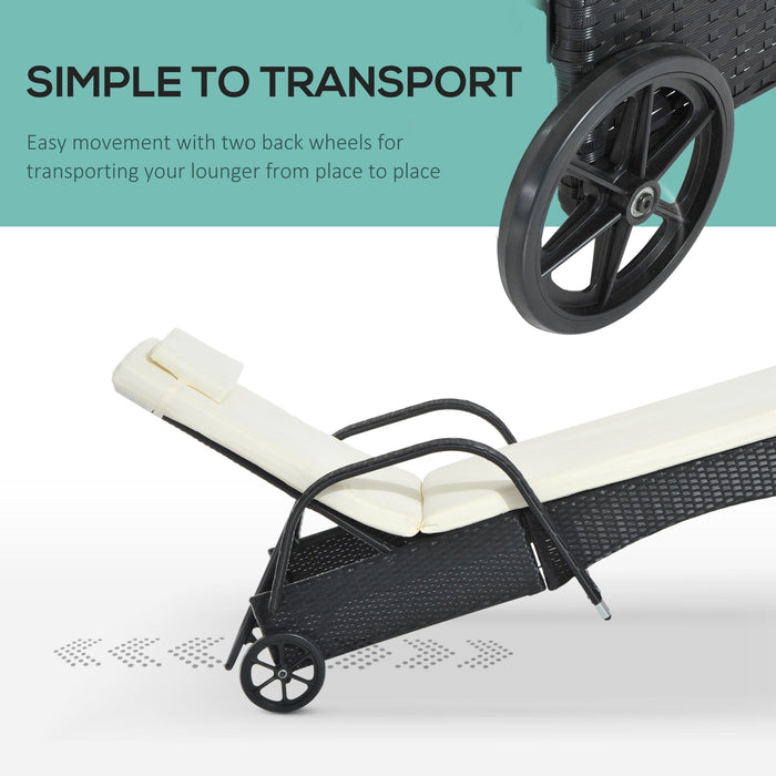 Rattan Sun Lounger With Wheels