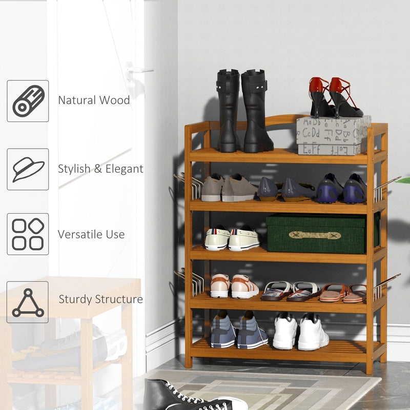 HOMCOM 5 Tier Wooden Shoe Rack