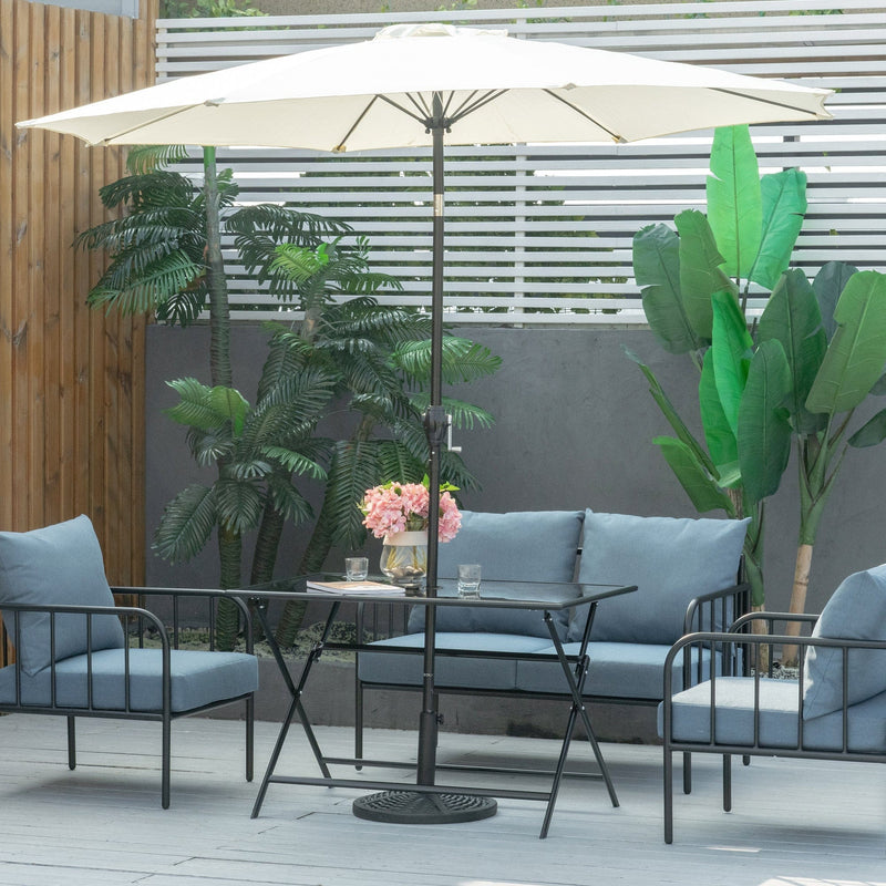 Folding Outdoor Table for 6 with Parasol Hole