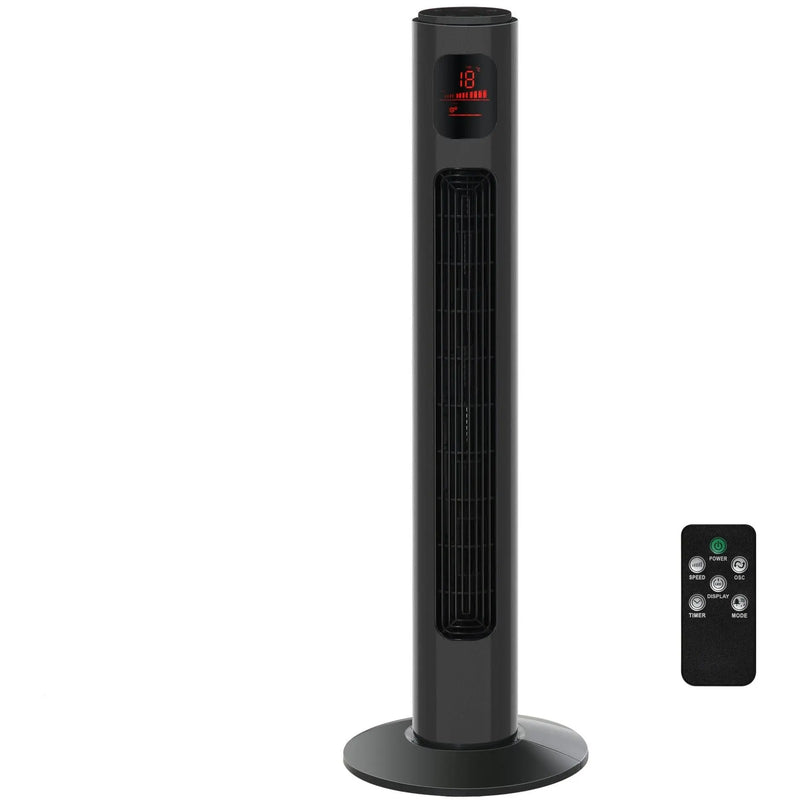 38" Tower Fan with Remote, 3 Speed, 12h Timer, Oscillation Homcom