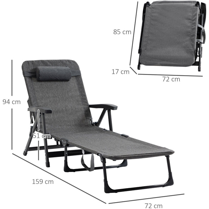 Portable Folding Sun Lounger With Drinks Holder