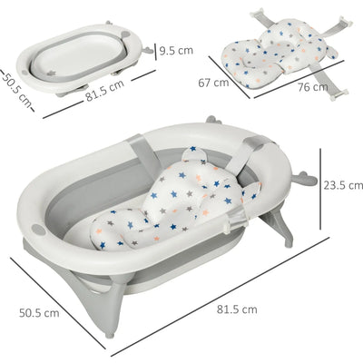 Portable Baby Bath, Anti-Slip, Newborn to 3 Years Homcom