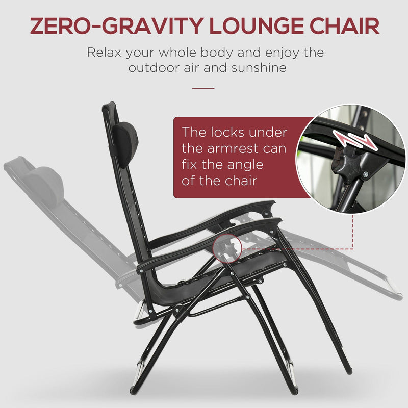 2pc Zero Gravity Chairs, Black