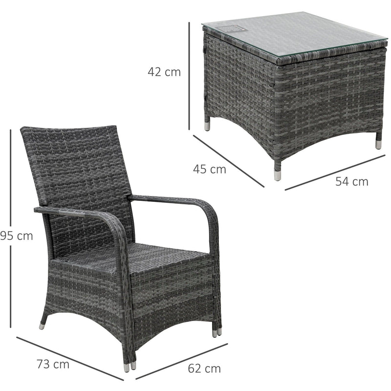 2 Seater Rattan Bistro Set with Cover