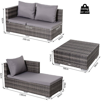 Rattan Corner Garden Sofa Set with Coffee Table Outsunny