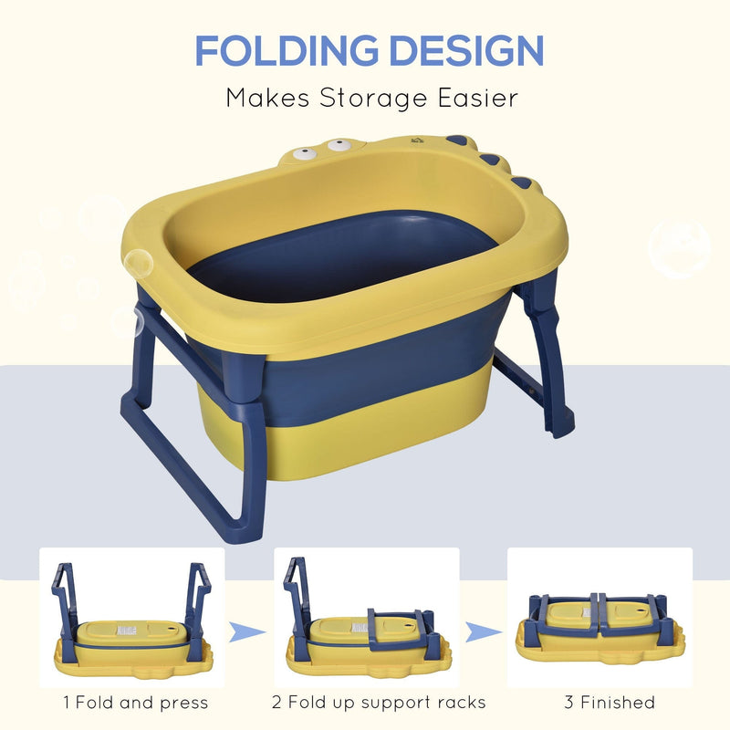 Collapsible Baby Tub, Crocodile Shape, Stool Seat, 0-6 Yrs