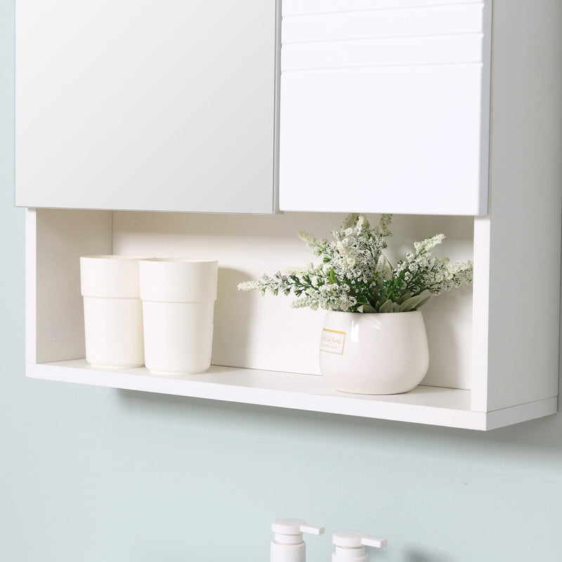 White Wall-Mounted Bathroom Mirror Cabinet, 54 x 15 x 55cm