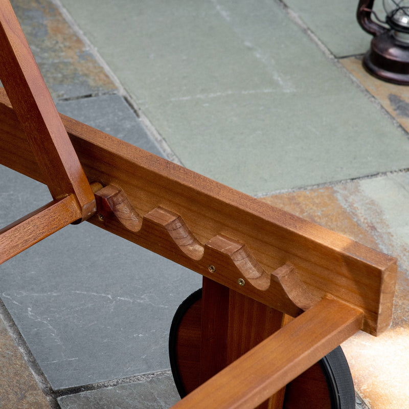 Acacia Wooden Sun Lounger With Wheels