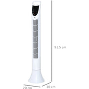 36" Tower Fan with Remote, 3 Speed, Oscillation, 7.5h Timer Homcom