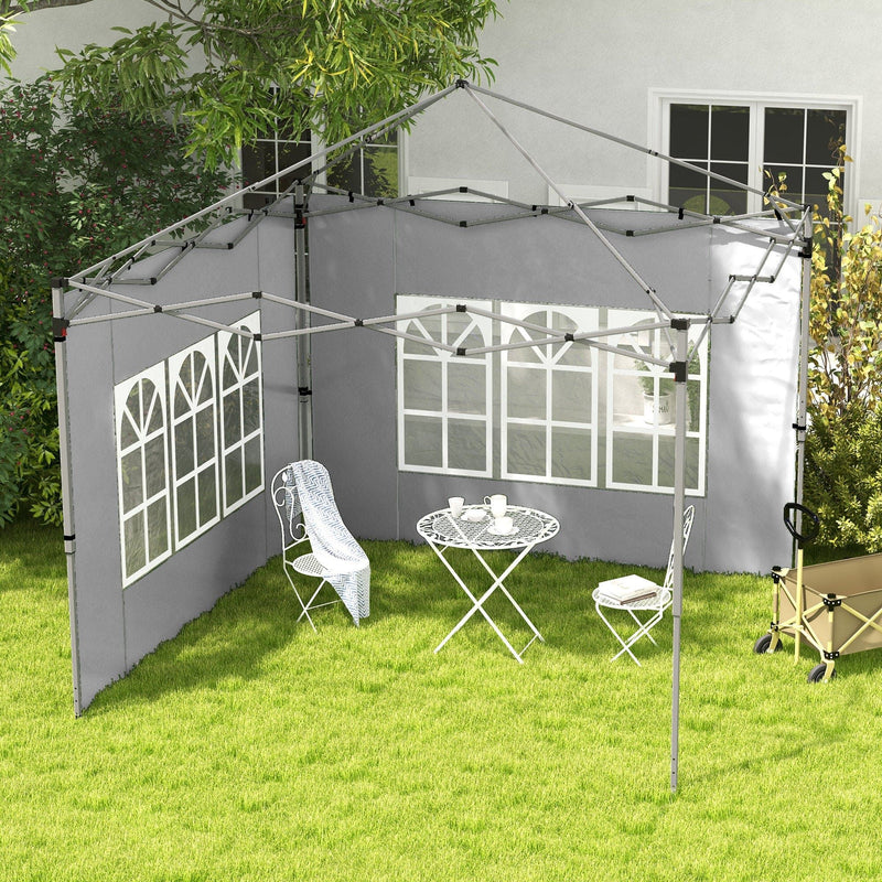 Outsunny Gazebo Side Panels, Sides Replacement with Window for 3x3(m) or 3x4m Pop Up Gazebo, 2 Pack, Grey Outsunny