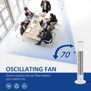 30" Tower Fan with Remote, Oscillation, 10h Timer, LED Light Homcom