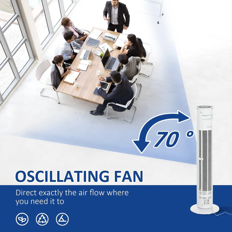 30" Tower Fan with Remote, Oscillation, 10h Timer, LED Light Homcom