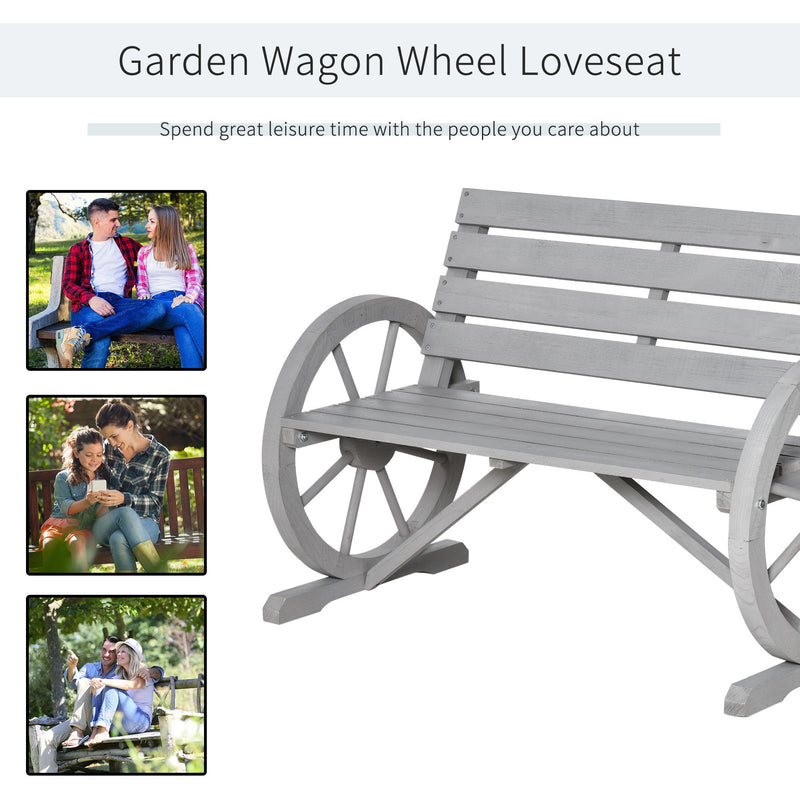 Wagon Wheel Garden Bench Outsunny