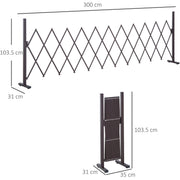 Outsunny Expanding Trellis Fence Freestanding Movable Fence Foldable Garden Screen Panel Aluminum, 300cm x 103.5 cm, Dark Brown Outsunny