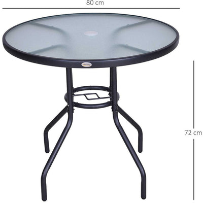Garden Table With Parasol Hole, 80cm Outsunny