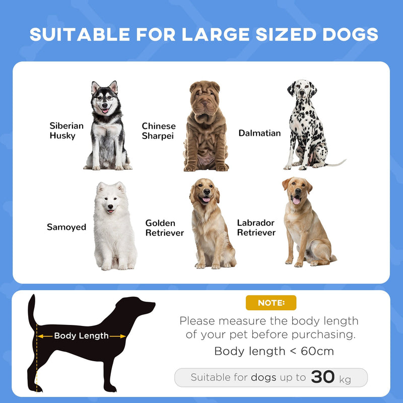 Large Raised Dog Bed with Canopy, Blue - (92x76x90cm)