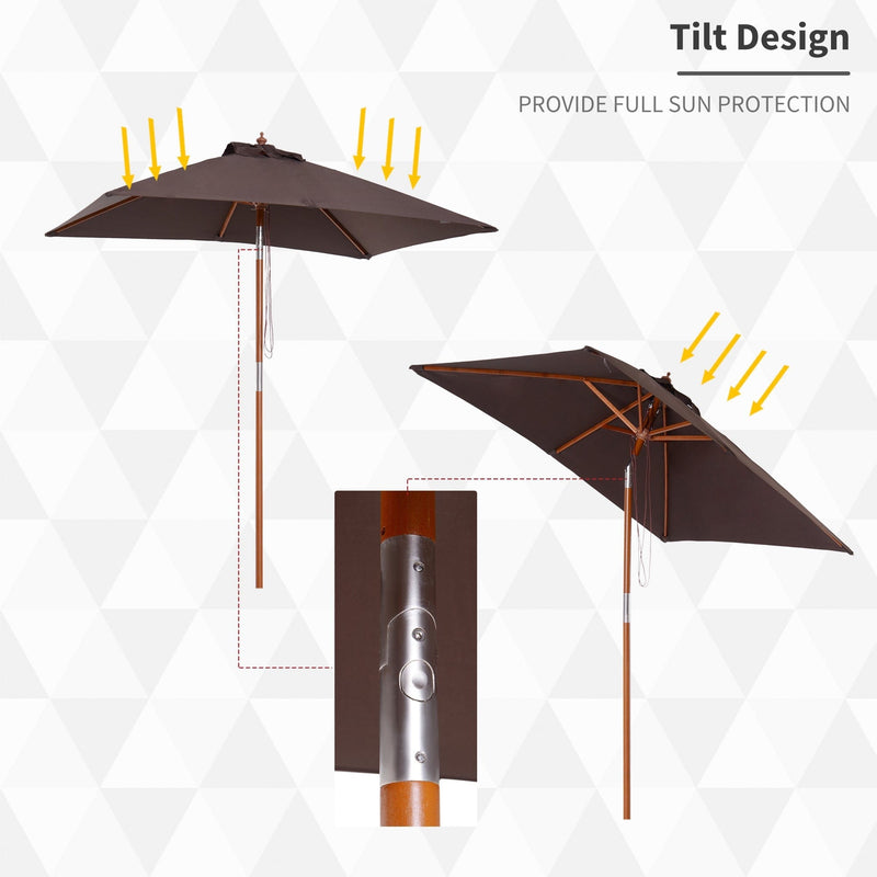2m Outdoor Tilting Parasol Umbrella, Garden Sun Shade