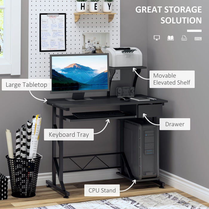 Computer Desk with Keyboard Tray & Host Box