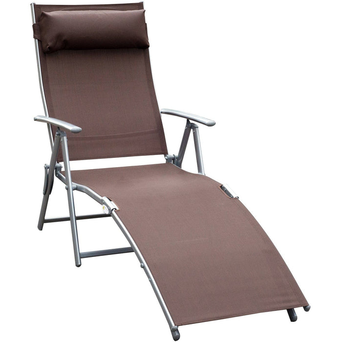 Folding Sun Lounger With Arms, Brown