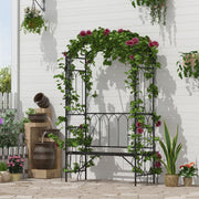 Garden Arbour Bench for Two with Extra Wide Seat and Climbing Plant Support Black Outsunny