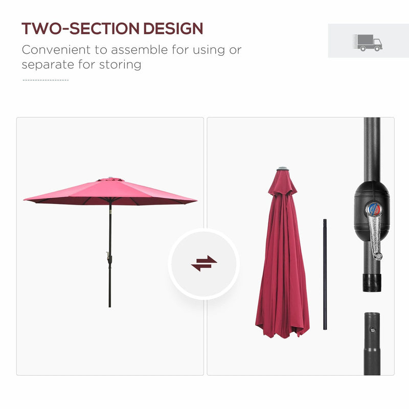 3m Tilting Garden Parasol with Crank Handle Outsunny
