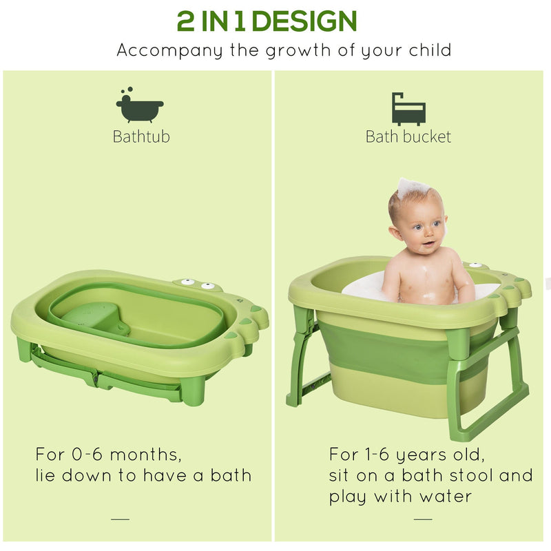 Collapsible Baby Bath Tub, Green, 0-6 Years