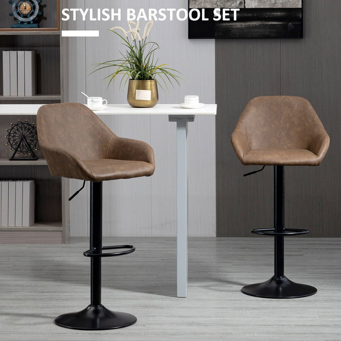 Swivel Barstools Set of 2, PU Leather, Steel Base