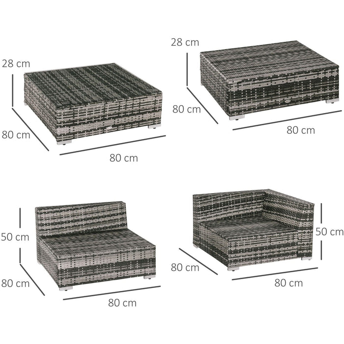 5-Seater Rattan Sofa Set with Coffee Table and Cushions