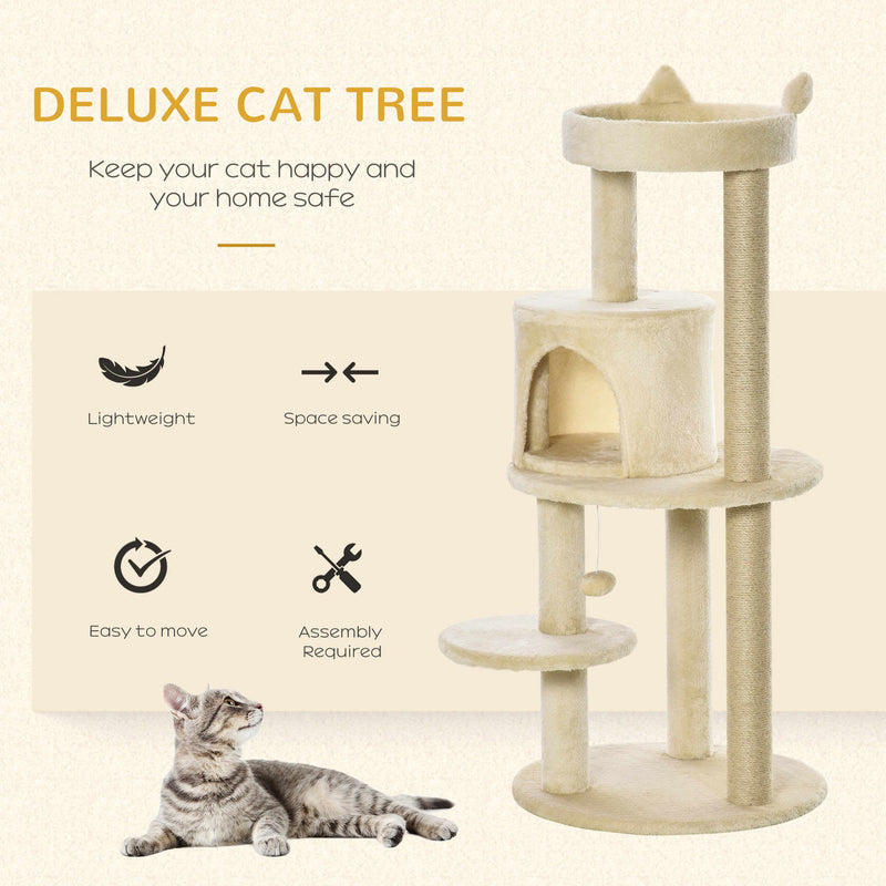 3-Tier Cat Activity Tree, Scratching Posts, Ear Perch, Toys