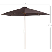 3m Bamboo Patio Umbrella, Coffee Outsunny