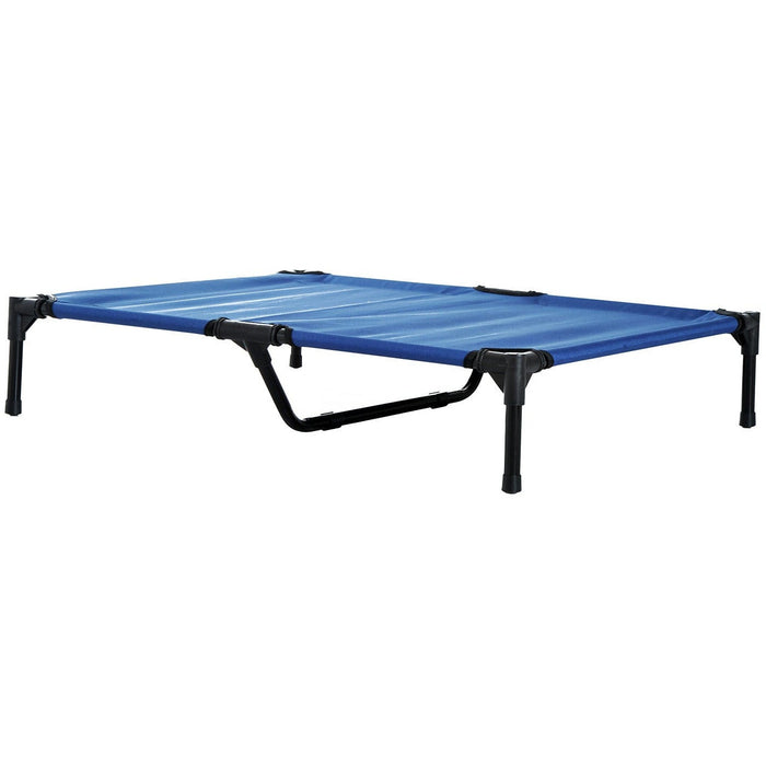 Elevated Camping Pet Bed, Metal Frame, Blue