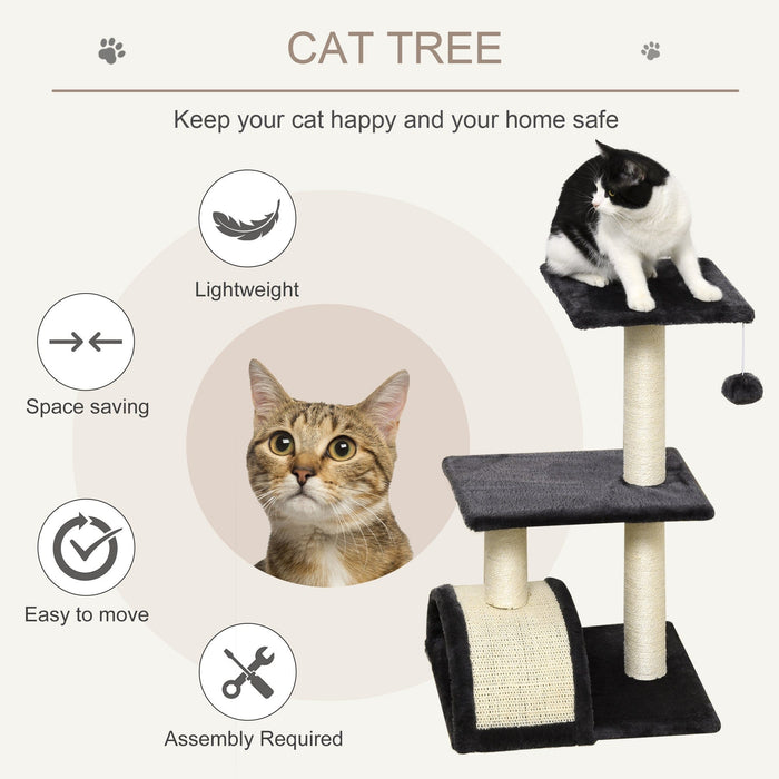 72cm Cat Tree, Climbing Centre, Sisal Post, Arc Perch, Grey