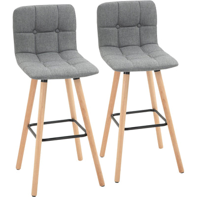 Set of 2 Bar Stools With Backs, Grey Homcom