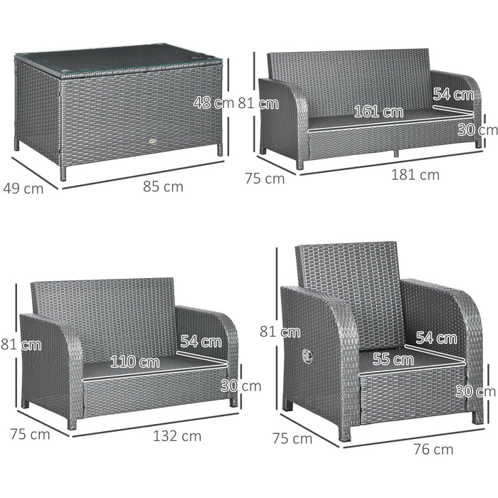 Outdoor Furniture Sofa Set, Reclining Armchairs, 2 Tables