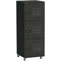 Black 3-Tier Rolling Storage Cabinet Homcom
