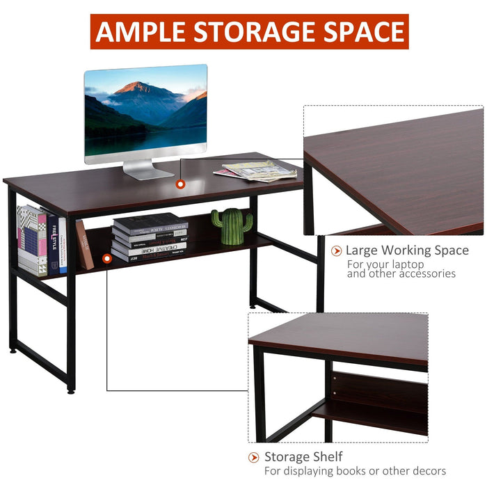 Home Office Desk with Shelf & Adjustable Feet