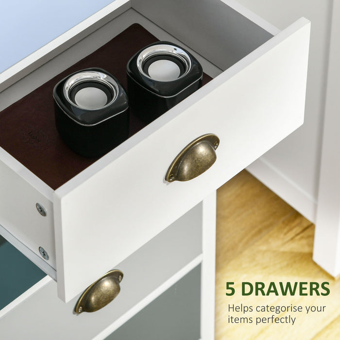 5 Drawer Dresser, Metal Handle, Slim, Living Room/Bedroom