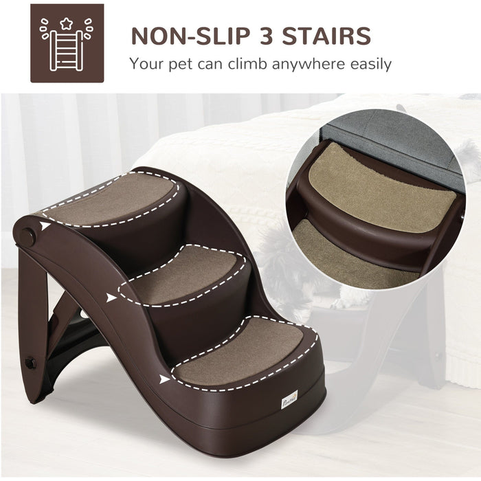 Foldable 3 Step Pet Stairs with Non-slip Mats, 49x38x38cm