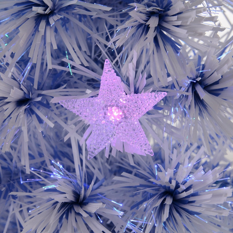 Artificial Fibre Optic Christmas Tree Seasonal Decoration w/ 20 LED Lights Pre-Lit Easy Store White Blue 5FT