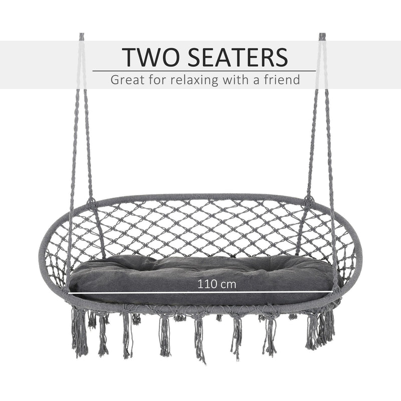 Hammock Chair With Metal Frame, Large Cushioned Seat Outsunny