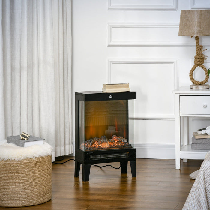 180° Electric Fireplace Heater, Freestanding, LED Flame